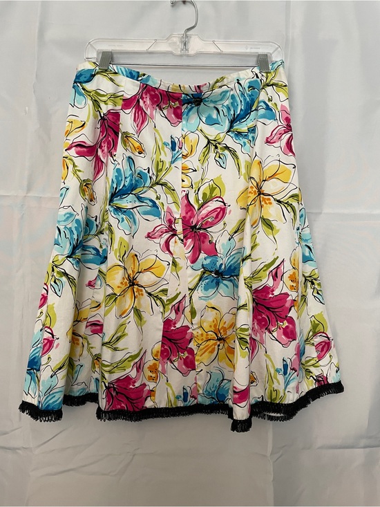 D.M.L. New York Dresses & Skirts - M.D.L. New York Floral A-Line Skirt in White with Pink, Blue & Yellow Flowers